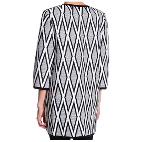 St. John Nisi Jacquard Black and White Zip Up Size Small Cardigan Jacket - Picture 2 of 9